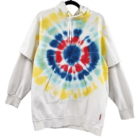 OFF DUTY by The Laundry Room Tie-Dye Long-sleeve Layered Hoodie Sweatshirt Sz XL - Picture 1 of 10